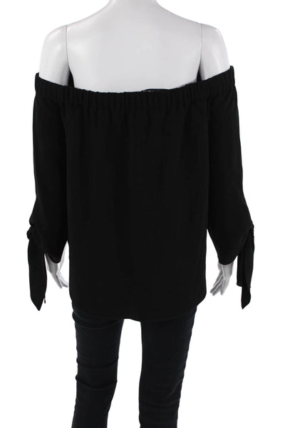 Club Monaco Womens Off The Shoulder Long Sleeves Blouse Black Size 2