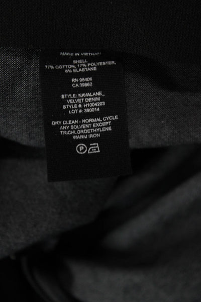 Theory Womens Cotton Back Zippered Velvet Skinny Leg Pants Solid Black Size 0
