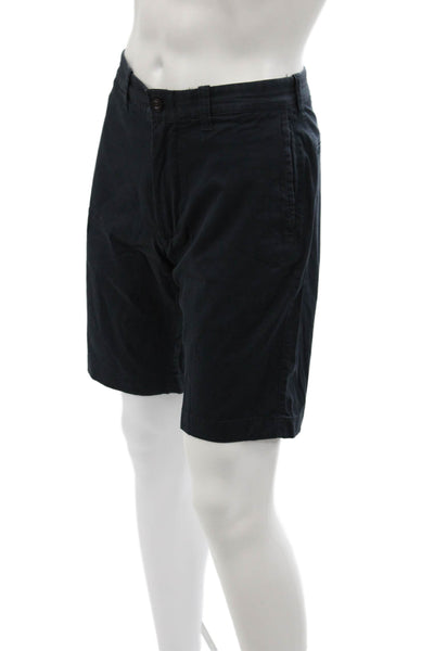 J Crew Mens Cotton Four Pocketed Zippered Casual Shorts Dark Blue Size 30