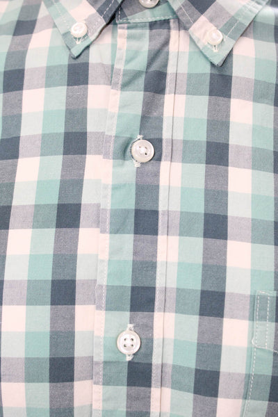 J Crew Mens Cotton Collared Gingham Long Sleeve Button Down Shirt Green Size M