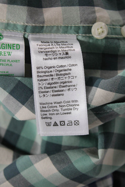 J Crew Mens Cotton Collared Gingham Long Sleeve Button Down Shirt Green Size M