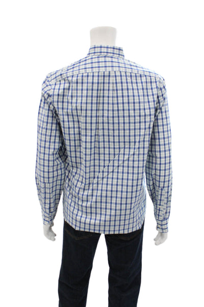 J Crew Mens Cotton Plaid Long Sleeve Collared Button Down Shirt Blue Size M