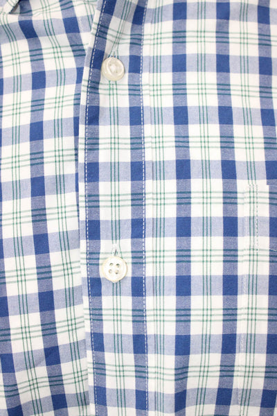 J Crew Mens Cotton Plaid Long Sleeve Collared Button Down Shirt Blue Size M