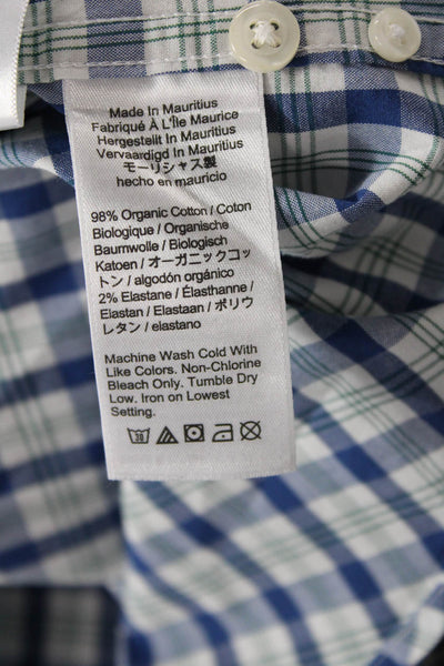 J Crew Mens Cotton Plaid Long Sleeve Collared Button Down Shirt Blue Size M