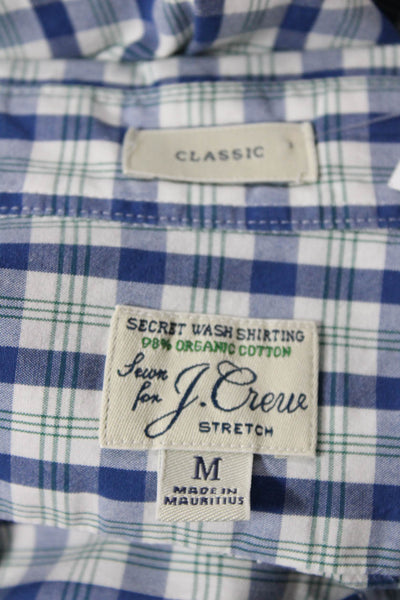 J Crew Mens Cotton Plaid Long Sleeve Collared Button Down Shirt Blue Size M
