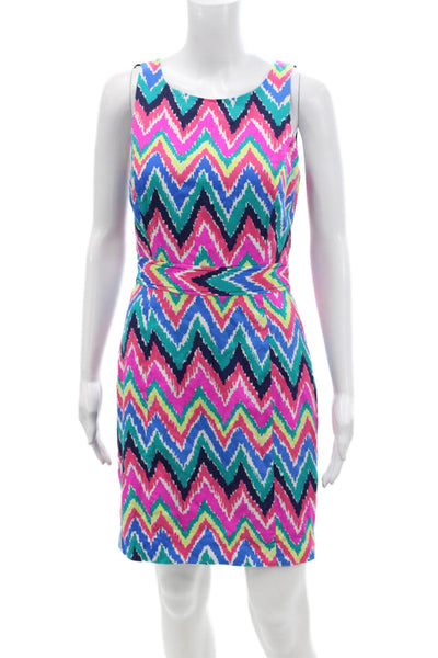 Lily Pulitzer Womens Round Neck Sleeveless Zip Aztec Pattern Dress Multi Size 02