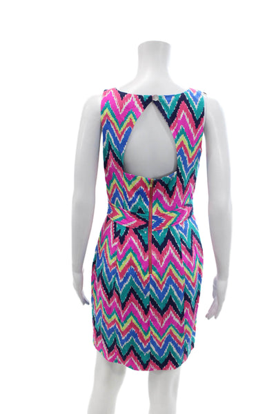 Lily Pulitzer Womens Round Neck Sleeveless Zip Aztec Pattern Dress Multi Size 02