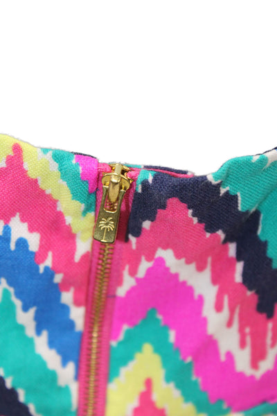 Lily Pulitzer Womens Round Neck Sleeveless Zip Aztec Pattern Dress Multi Size 02