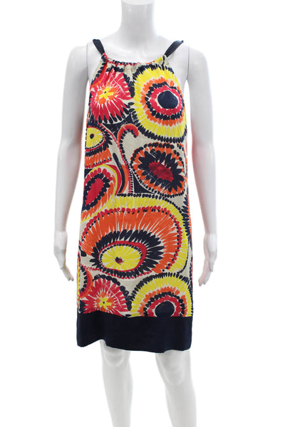 Trina Turk Womens Sleeveless Round Neck Pattern Short Dress Multi Size 02