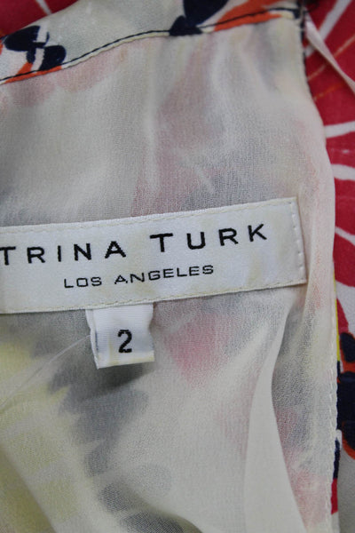 Trina Turk Womens Sleeveless Round Neck Pattern Short Dress Multi Size 02