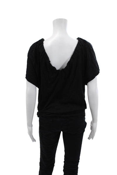 Stateside Womens Cotton Sleeveless V-Neck Pullover Blouse Top Black Size S