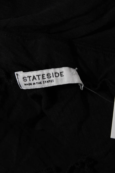 Stateside Womens Cotton Sleeveless V-Neck Pullover Blouse Top Black Size S