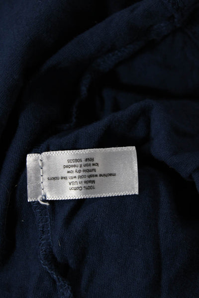 Sundays Womens Cotton Short Sleeve Basic Blouse Top Solid Blue Size 2