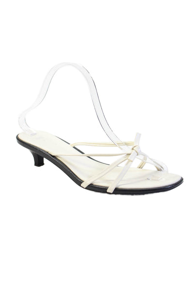 Zara Womens Strappy Colorblocked Slip On Kitten Heels White Size EUR 38