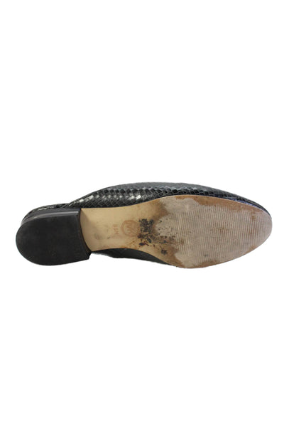 Michael Michael Kors Womens Snake Embossed Mules Black Leather Size 9.5