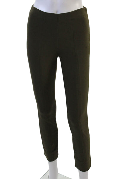 Vince Womens High Rise Slim Leg Pants Moss Green Cotton Size Extra Small