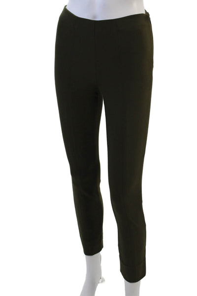 Vince Womens High Rise Slim Leg Pants Moss Green Cotton Size Extra Small