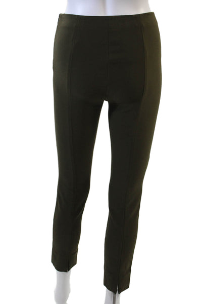 Vince Womens High Rise Slim Leg Pants Moss Green Cotton Size Extra Small