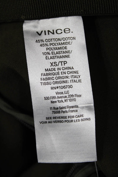 Vince Womens High Rise Slim Leg Pants Moss Green Cotton Size Extra Small