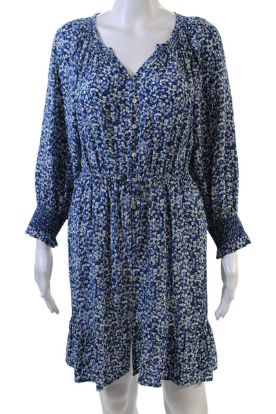 Rails Womens Chrysanthemum Floral Print A Line Eliza Dress Blue White Size Small