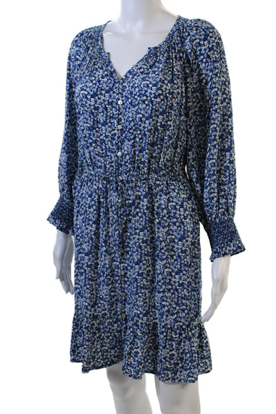 Rails Womens Chrysanthemum Floral Print A Line Eliza Dress Blue White Size Small