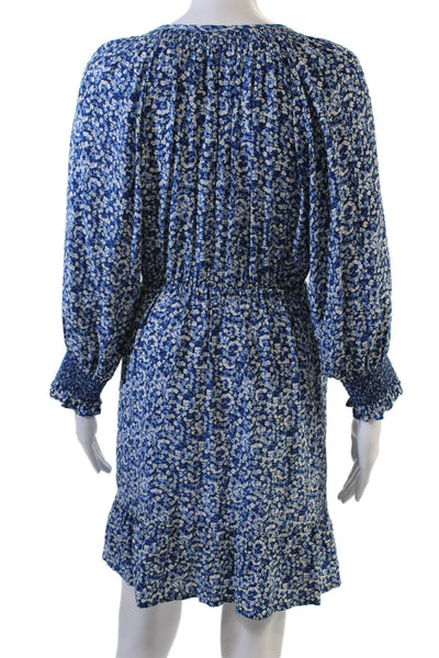 Rails Womens Chrysanthemum Floral Print A Line Eliza Dress Blue White Size Small