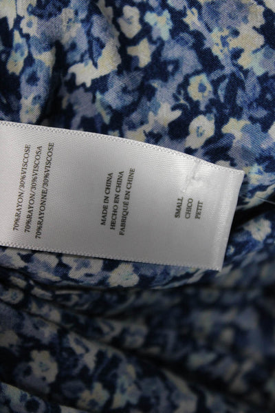 Rails Womens Chrysanthemum Floral Print A Line Eliza Dress Blue White Size Small