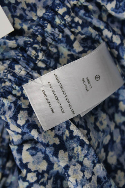Rails Womens Chrysanthemum Floral Print A Line Eliza Dress Blue White Size Small