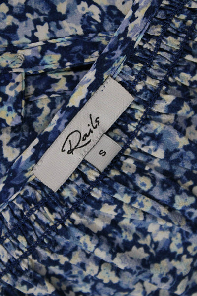 Rails Womens Chrysanthemum Floral Print A Line Eliza Dress Blue White Size Small