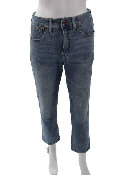 Madewell Womens Cotton Blend Medium Wash High-Rise Straight Leg Blue Size 27