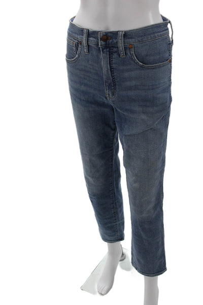 Madewell Womens Cotton Blend Medium Wash High-Rise Straight Leg Blue Size 27