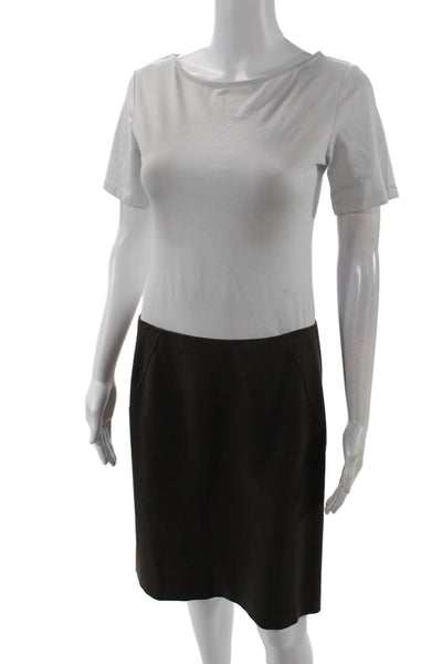 Theory Womens Wool Solid Back Zip Knee Length Pencil Skirt Brown Size 6