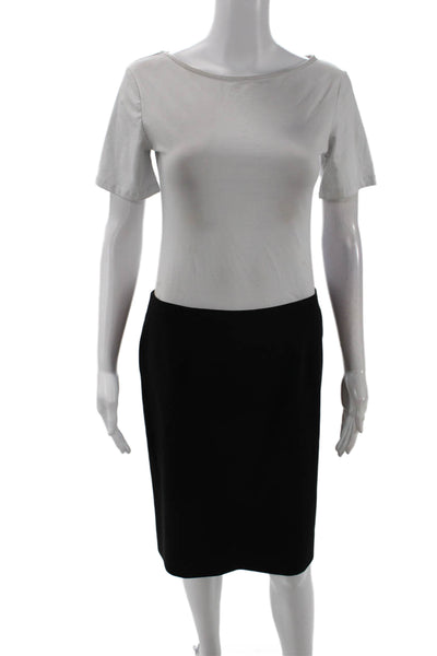 Theory Womens Lined Solid Back Zip Knee Length Pencil Skirt Black Size 4