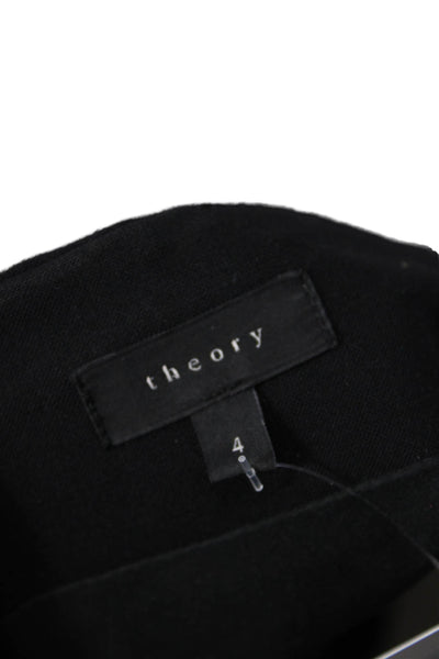 Theory Womens Lined Solid Back Zip Knee Length Pencil Skirt Black Size 4