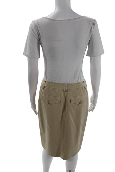 Elie Tahari Womens Cotton Blend Two Pocket Knee Length Pencil Skirt Beige Size 4