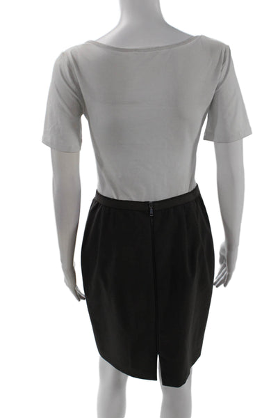 Elie Tahari Womens Wool Solid Back Zip Knee Length Pencil Skirt Navy Size 4