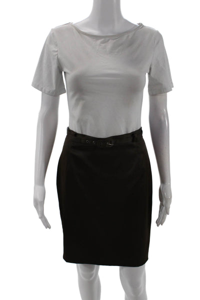 Cynthia Cynthia Steffe Womens Belted Knee Length Pencil Skirt Brown Size 10