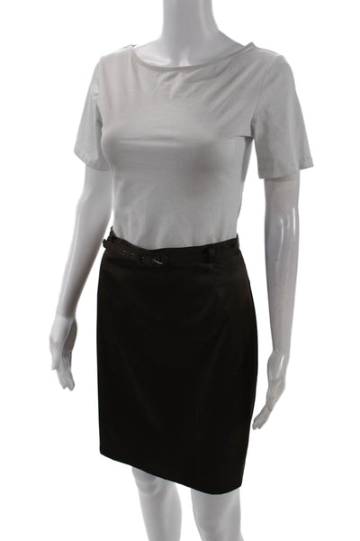Cynthia Cynthia Steffe Womens Belted Knee Length Pencil Skirt Brown Size 10