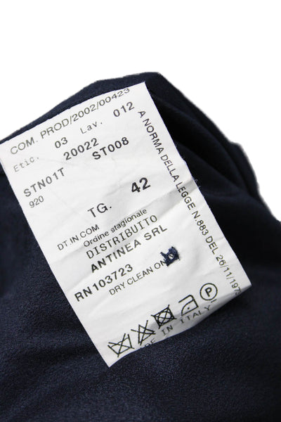 Armani Collezioni Womens Wool Solid Side Zip Pencil Skirt Navy Size 6