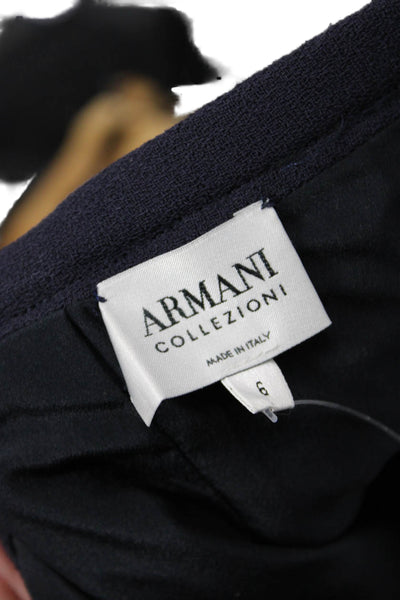 Armani Collezioni Womens Wool Solid Side Zip Pencil Skirt Navy Size 6