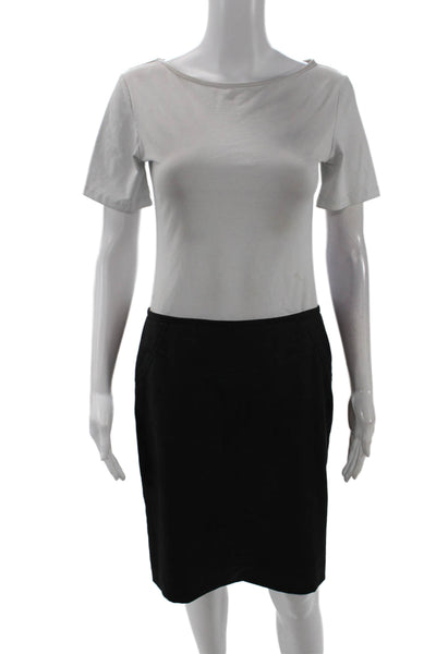 Armani Collezioni Womens Wool Blend Lined Zip Up Pencil Skirt Gray Size 6