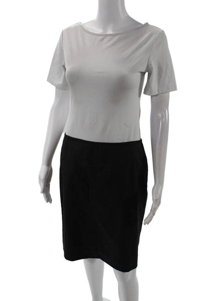 Armani Collezioni Womens Wool Blend Lined Zip Up Pencil Skirt Gray Size 6