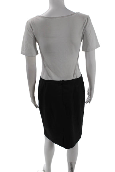 Armani Collezioni Womens Wool Blend Lined Zip Up Pencil Skirt Gray Size 6