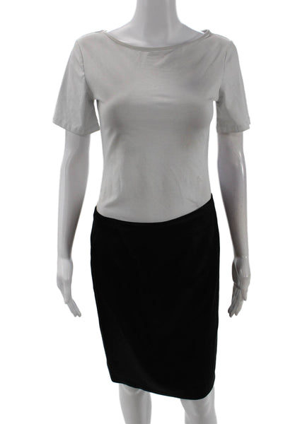 Rebecca Taylor Womens Silk Lined Zip Up Knee Length Pencil Skirt Black Size 6
