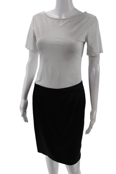 Rebecca Taylor Womens Silk Lined Zip Up Knee Length Pencil Skirt Black Size 6