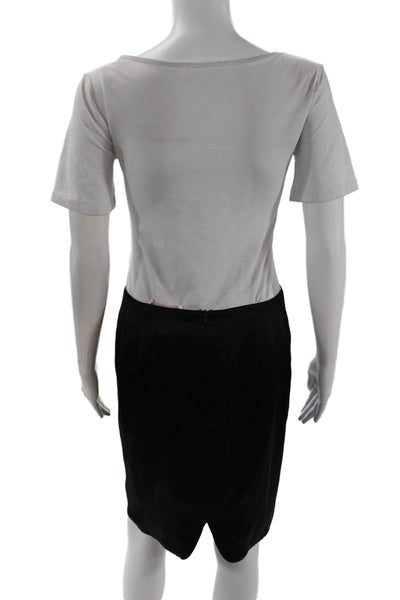 Rebecca Taylor Womens Silk Lined Zip Up Knee Length Pencil Skirt Black Size 6