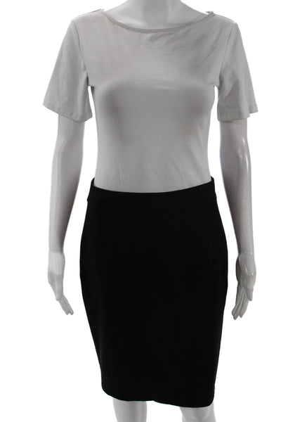 Elie Tahari Womens Wool Solid Back Zip Knee Length Pencil Skirt Black Size 6