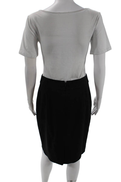 Elie Tahari Womens Wool Solid Back Zip Knee Length Pencil Skirt Black Size 6
