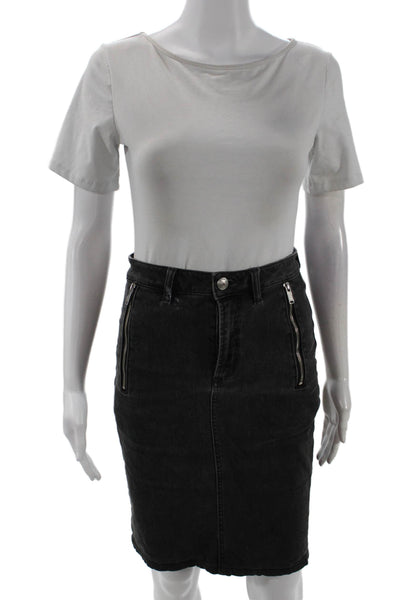 Marc By Marc Jacobs Womens Cotton Six Pocket Denim Pencil Skirt Black Size 27