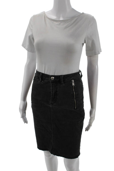 Marc By Marc Jacobs Womens Cotton Six Pocket Denim Pencil Skirt Black Size 27